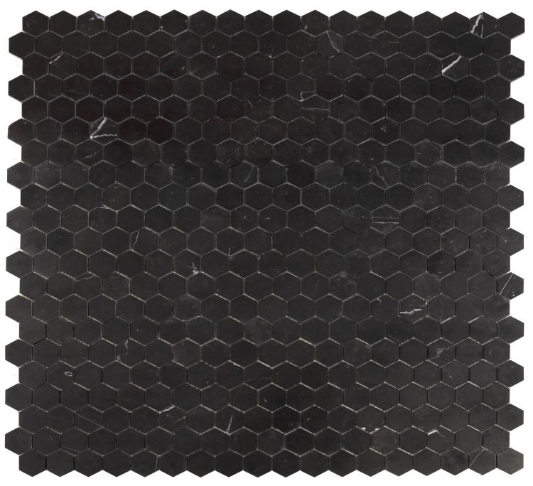 Hexagon Marquina Honed 2 x 2 12 x 12